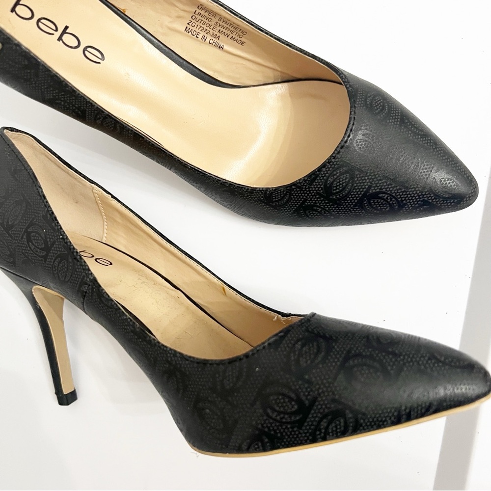 🤍Bebe | Black Patterned Women's Heels